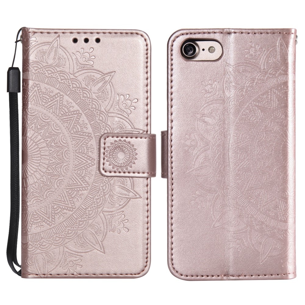 Läderfodral Mandala iPhone 16e Roséguld