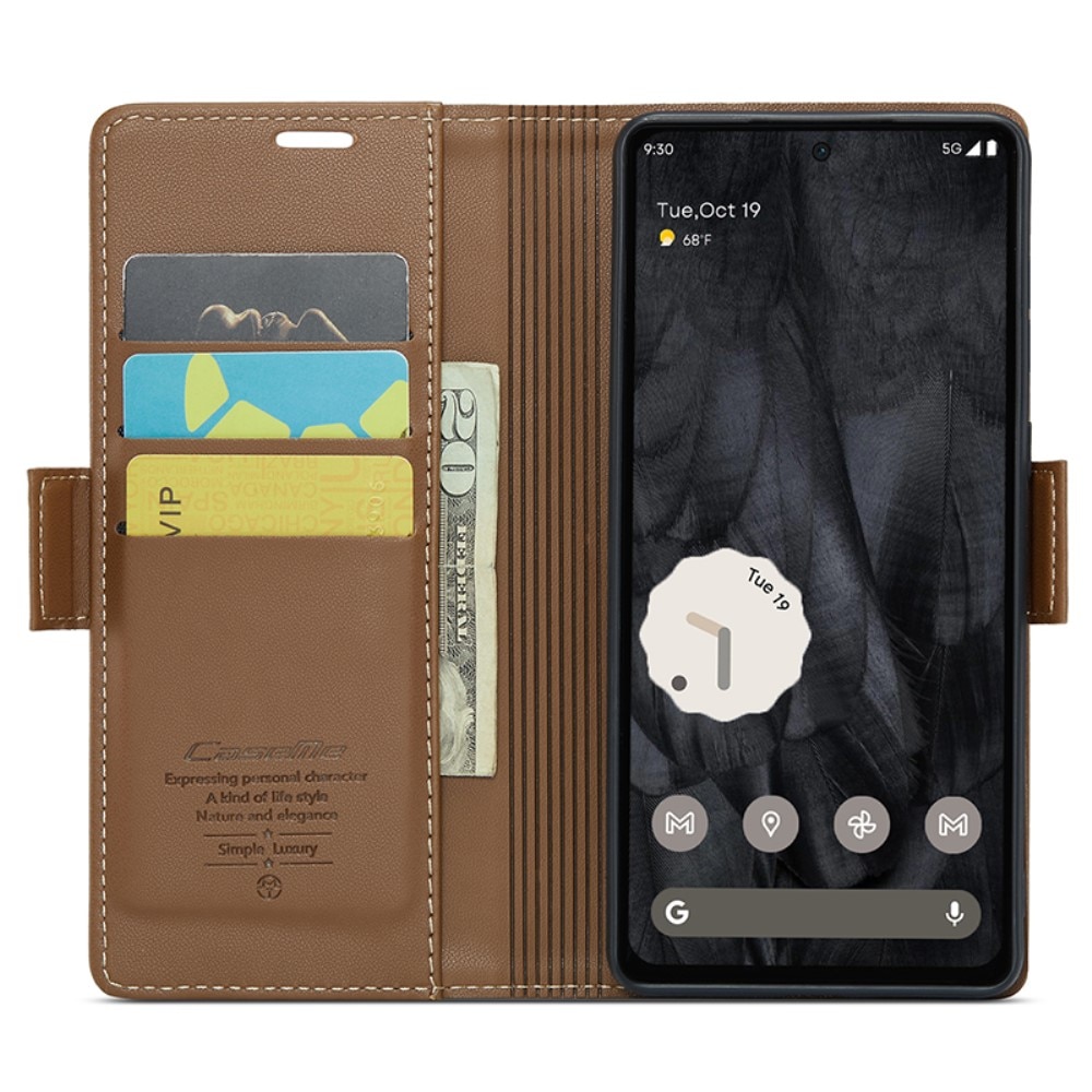 Slim Plånboksfodral RFID-skydd Google Pixel 9 Pro XL brun