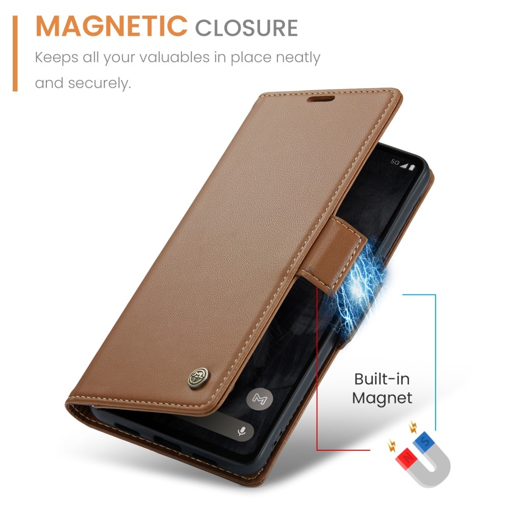 Slim Plånboksfodral RFID-skydd Google Pixel 9 Pro XL brun