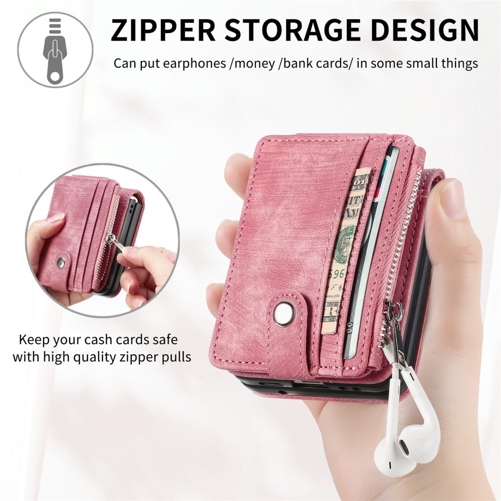 Mobilfodral Multi-slot Zipper Samsung Galaxy Z Flip 6 rosa