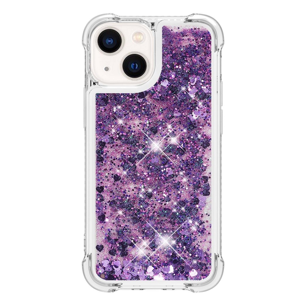 Glitter Powder TPU Skal iPhone 15 lila