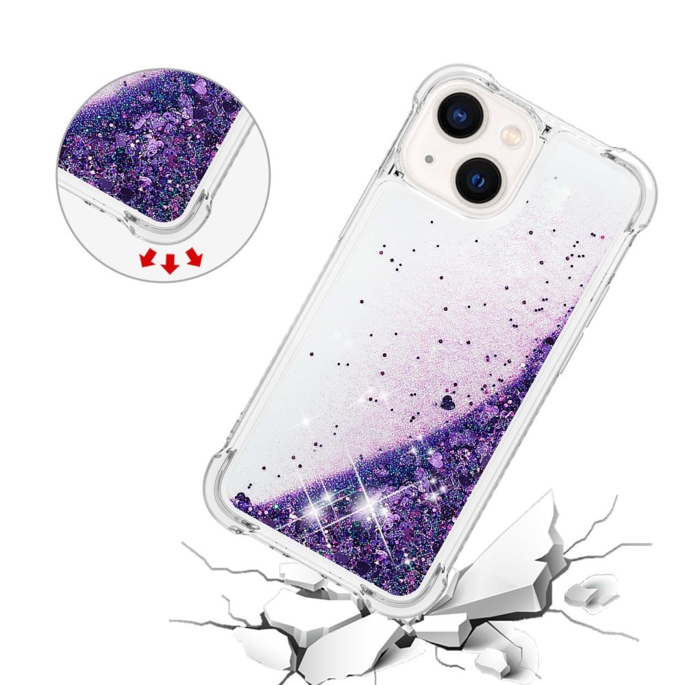 Glitter Powder TPU Skal iPhone 15 lila