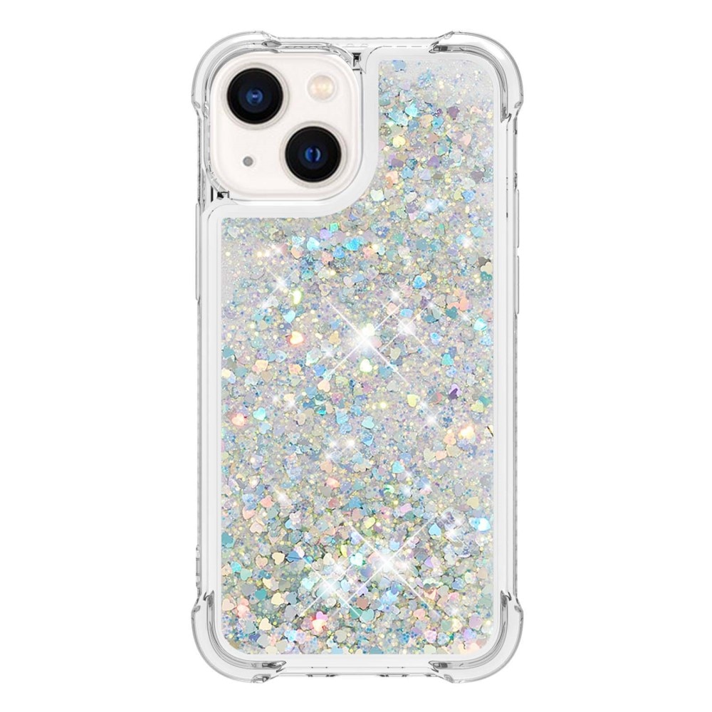 Glitter Powder TPU Skal iPhone 15 silver