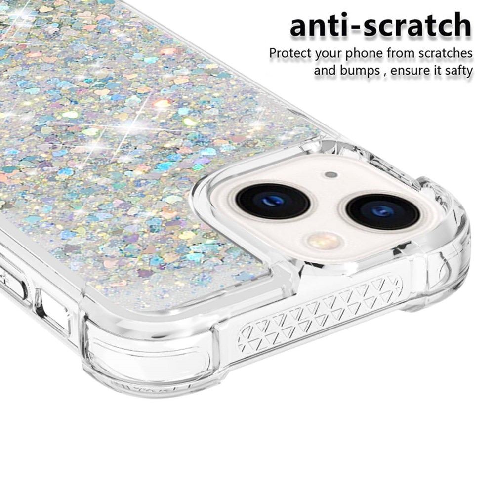 Glitter Powder TPU Skal iPhone 15 silver