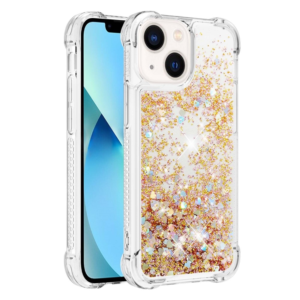 Glitter Powder TPU Skal iPhone 15 guld