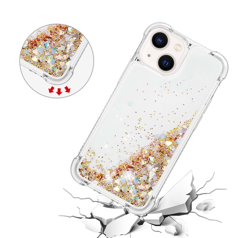 Glitter Powder TPU Skal iPhone 15 guld