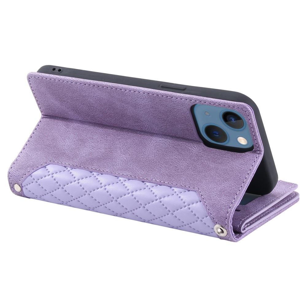 Plånboksväska iPhone 15 Quilted Lila