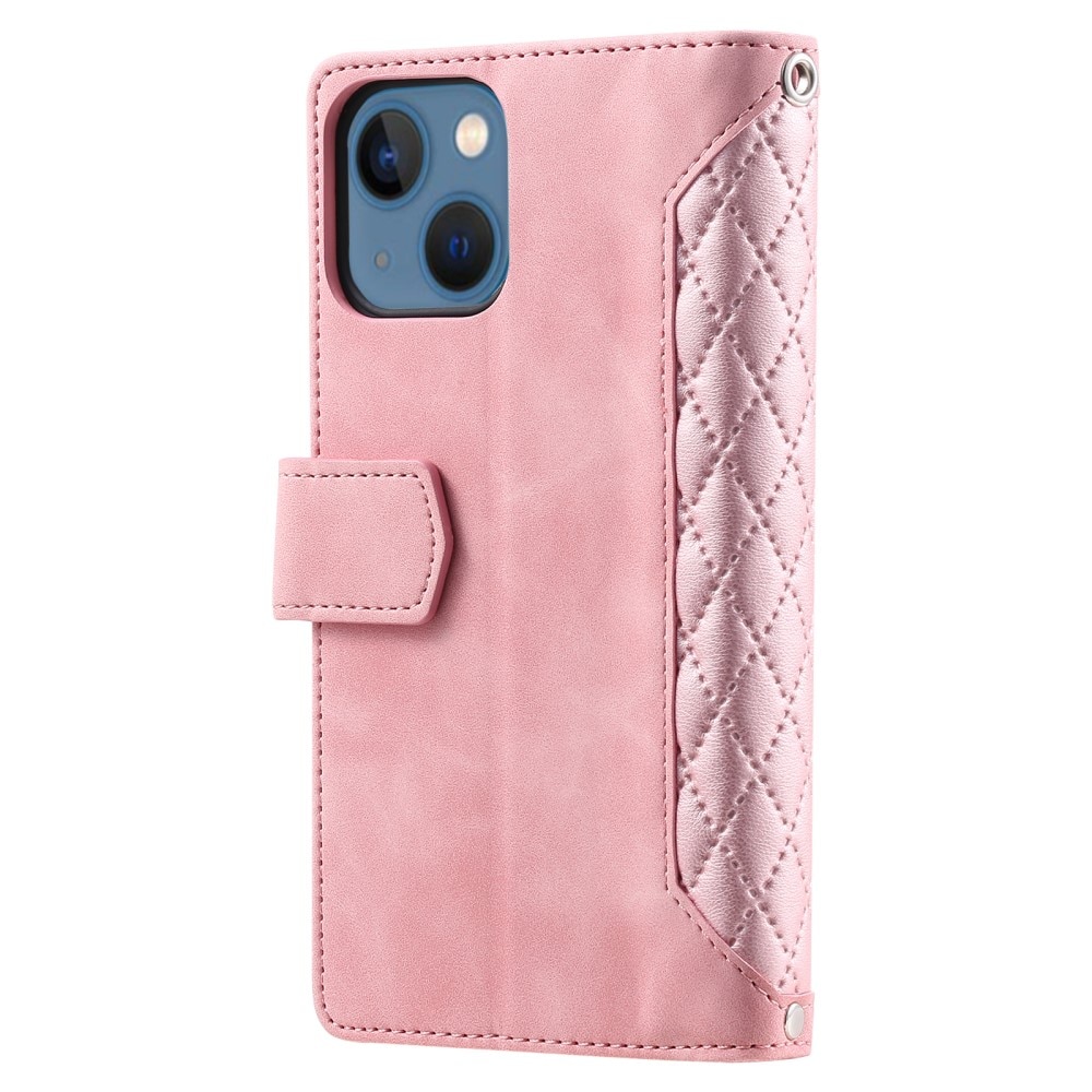 Plånboksväska iPhone 15 Quilted Rosa