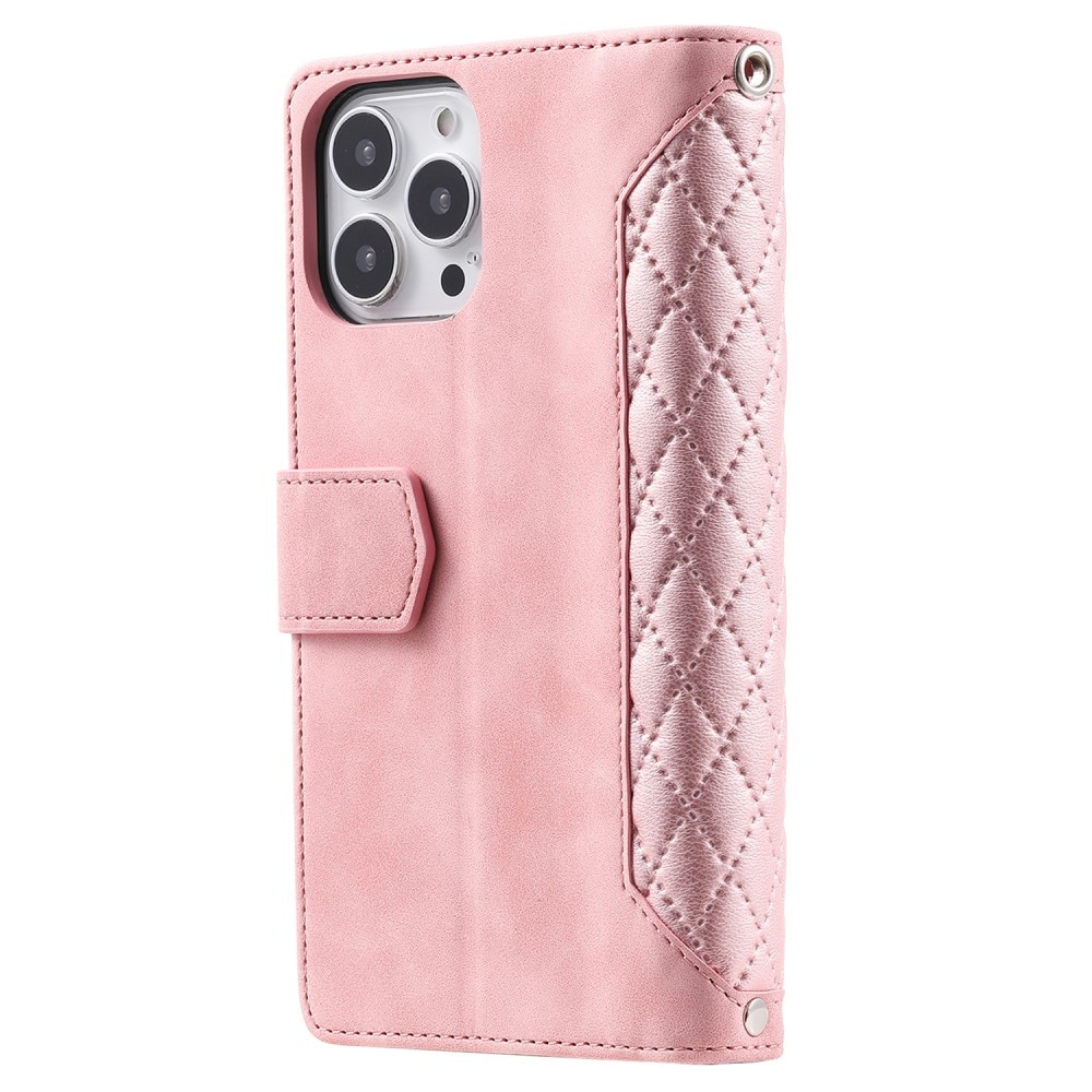 Plånboksväska iPhone 15 Pro Quilted Rosa