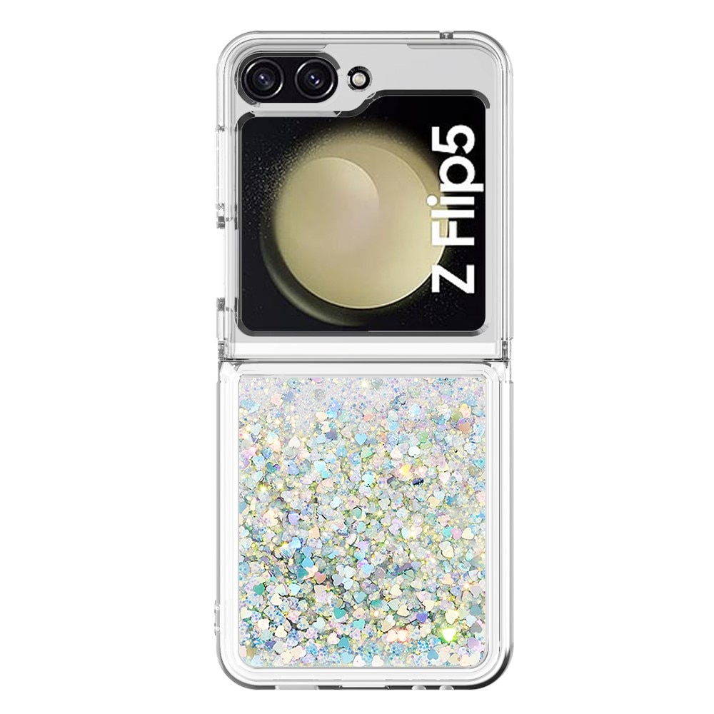 Glitter Powder TPU Skal Samsung Galaxy Z Flip 5 silver