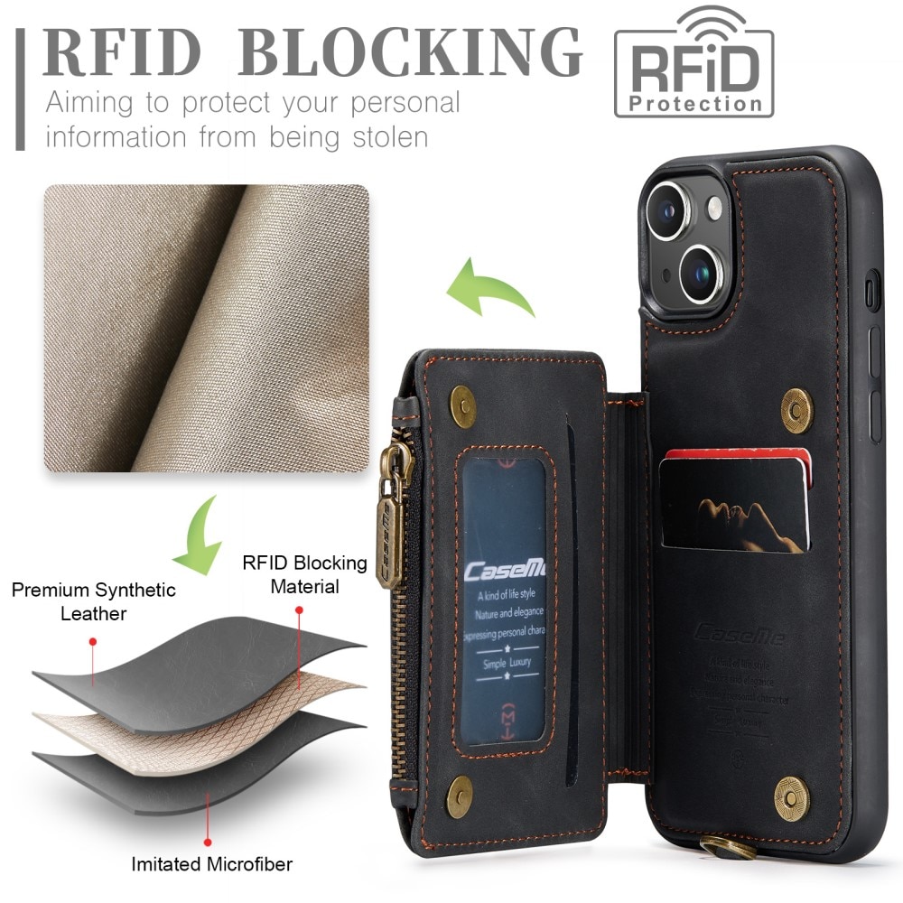 Multi-slot Skal RFID-skydd iPhone 15 svart