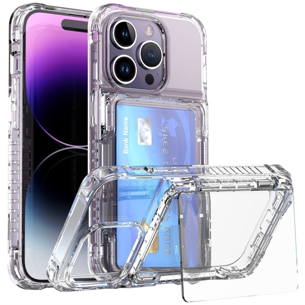 Hybridskal Kortfack Kickstand iPhone 15 Pro Max transparent