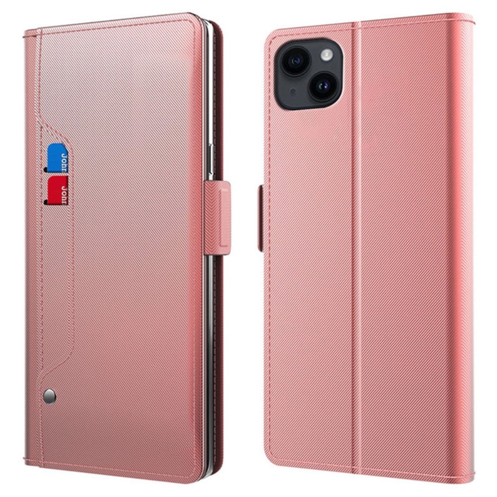 Plånboksfodral Spegel iPhone 15 Rosa Guld