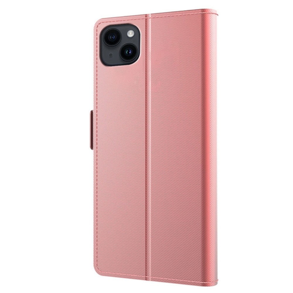 Plånboksfodral Spegel iPhone 15 Rosa Guld