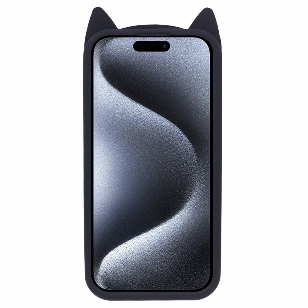 Silikonskal Katt iPhone 15 Pro Max svart