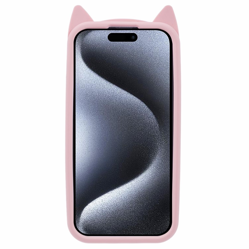 Silikonskal Katt iPhone 15 Pro Max rosa