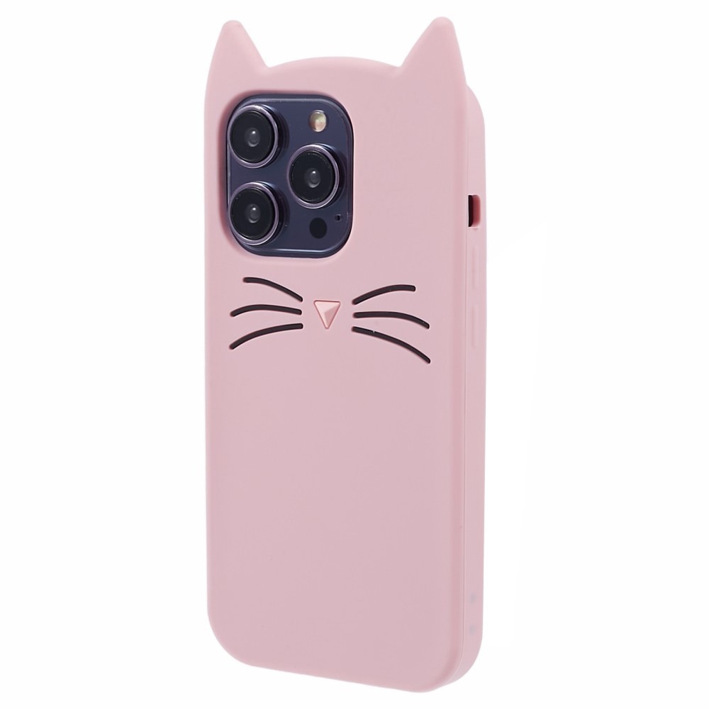 Silikonskal Katt iPhone 15 Pro Max rosa