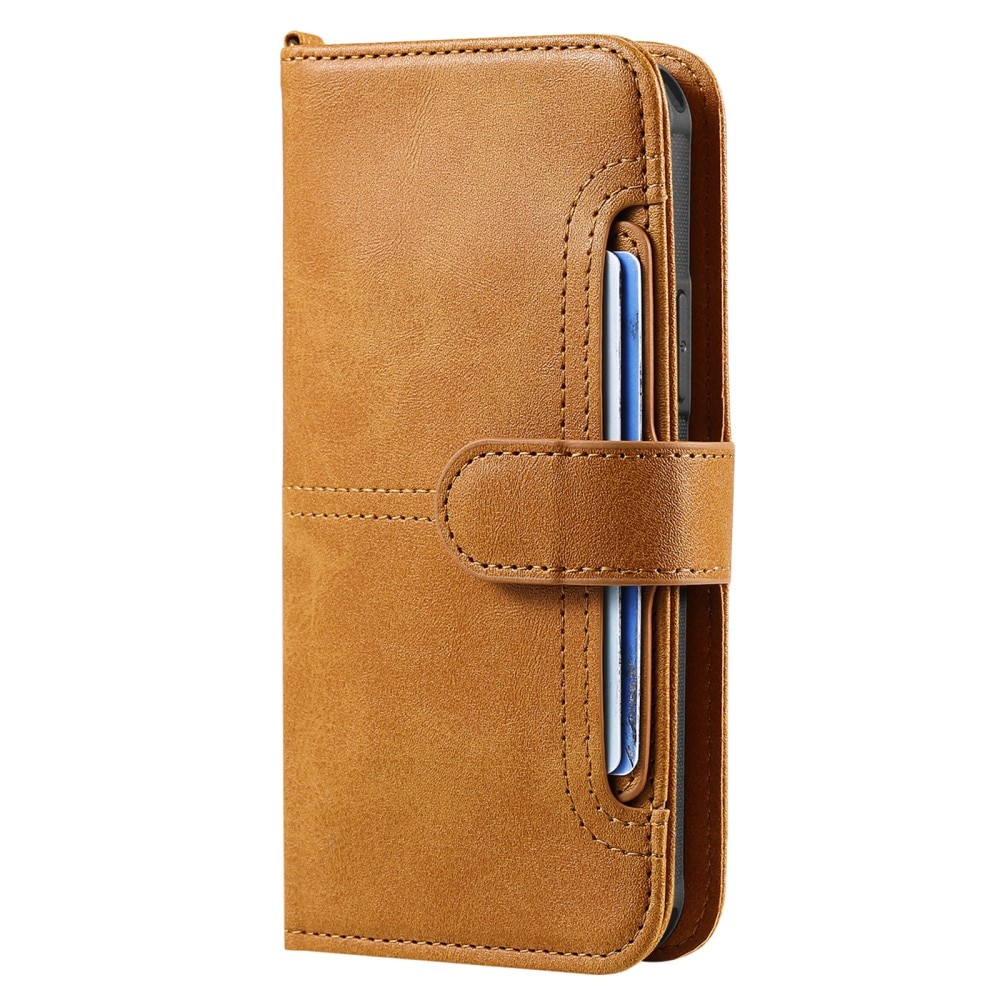 Magnet Leather Wallet iPhone 15 Pro Max cognac