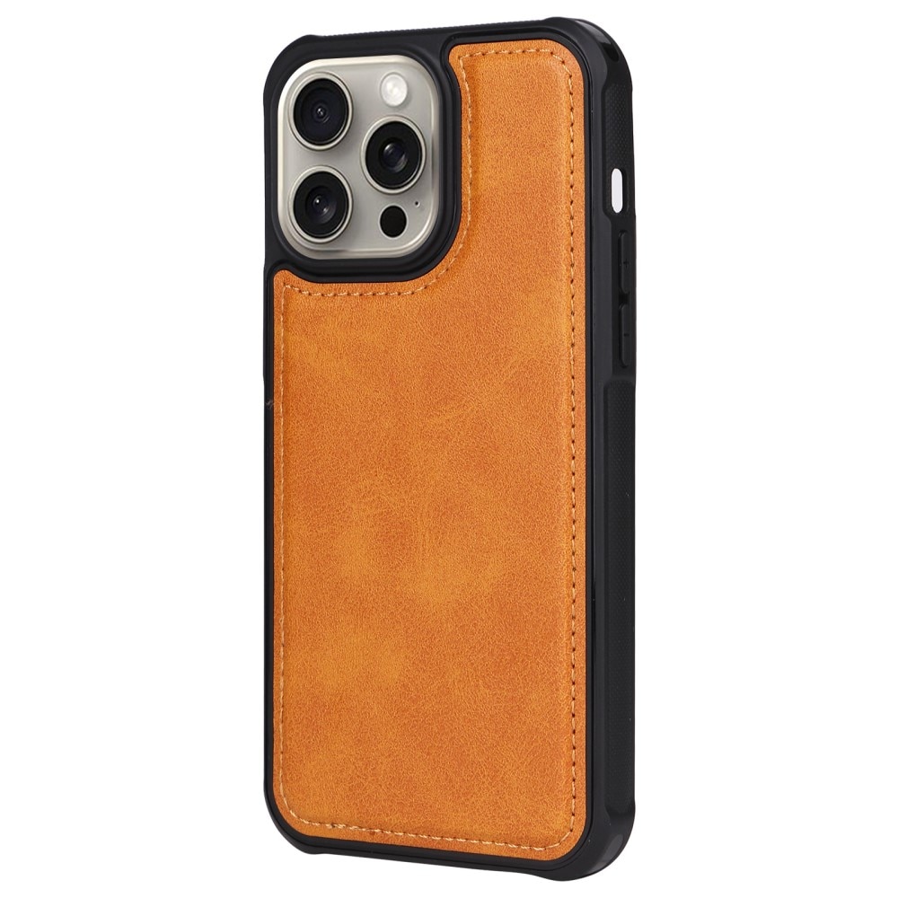 Magnet Leather Wallet iPhone 15 Pro Max cognac