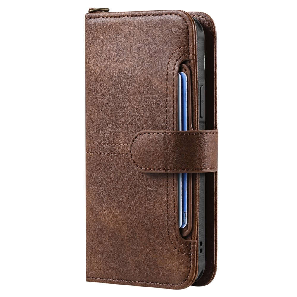 Magnet Leather Wallet iPhone 15 Pro Max brun