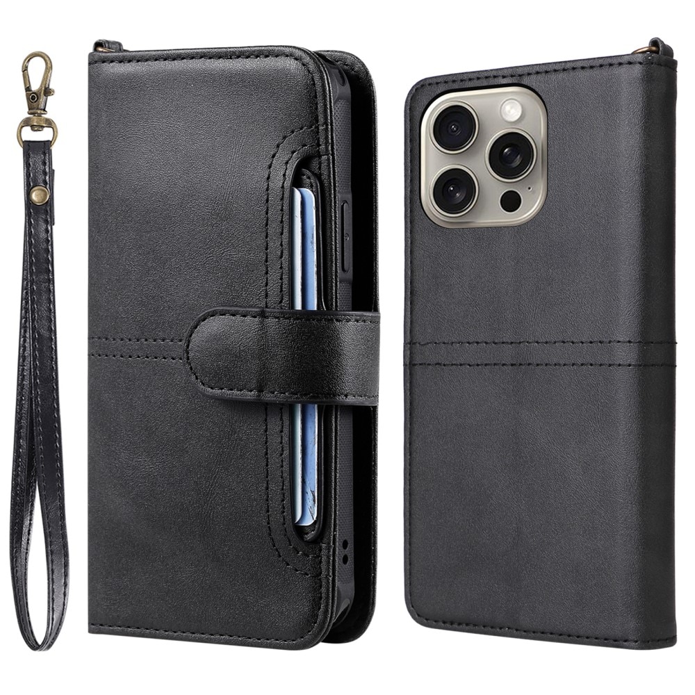 Magnet Leather Wallet iPhone 15 Pro Max svart