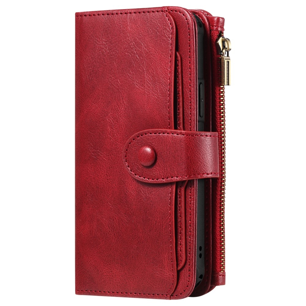 Magnet Leather Multi-Wallet iPhone 15 Pro röd