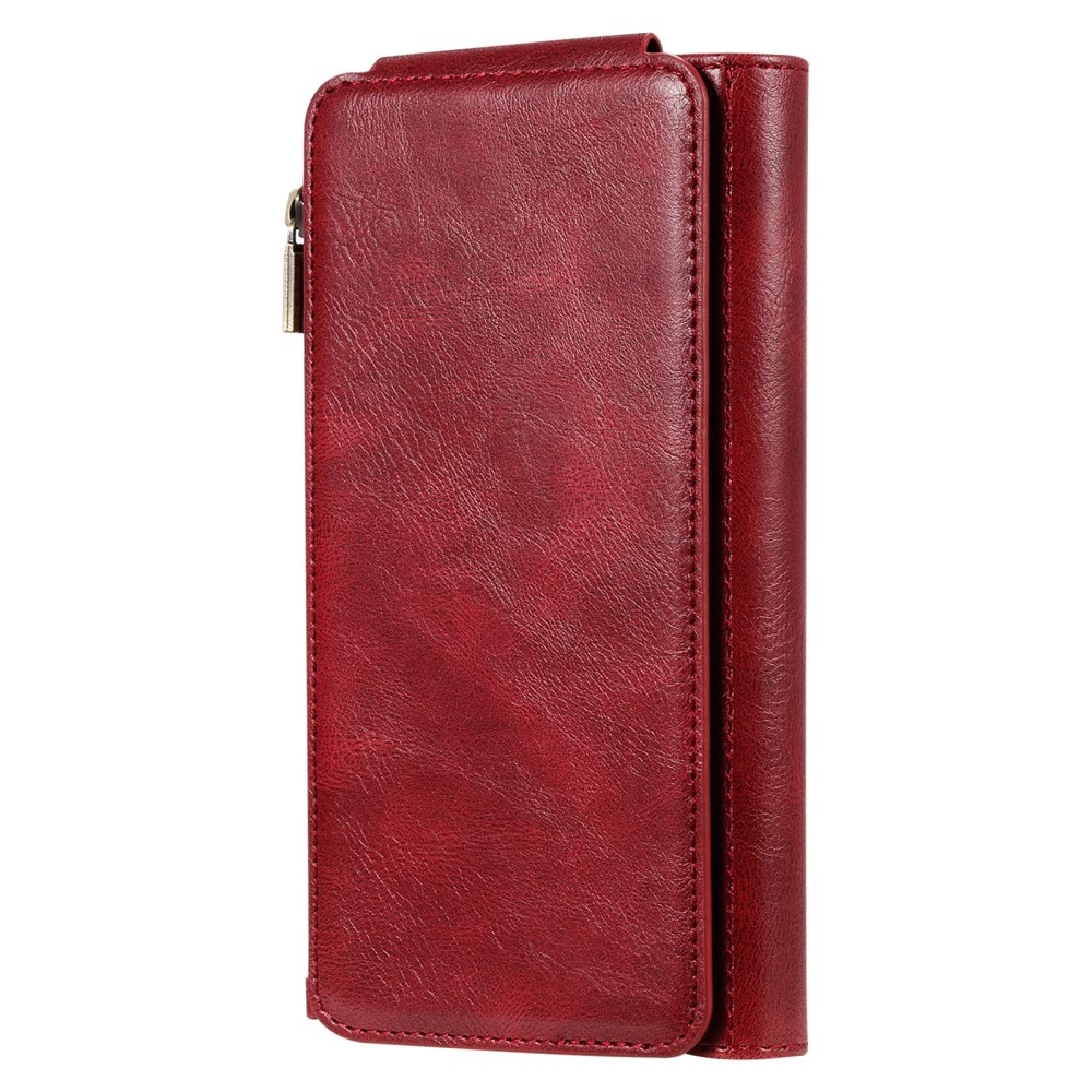 Magnet Leather Multi-Wallet iPhone 15 Pro röd