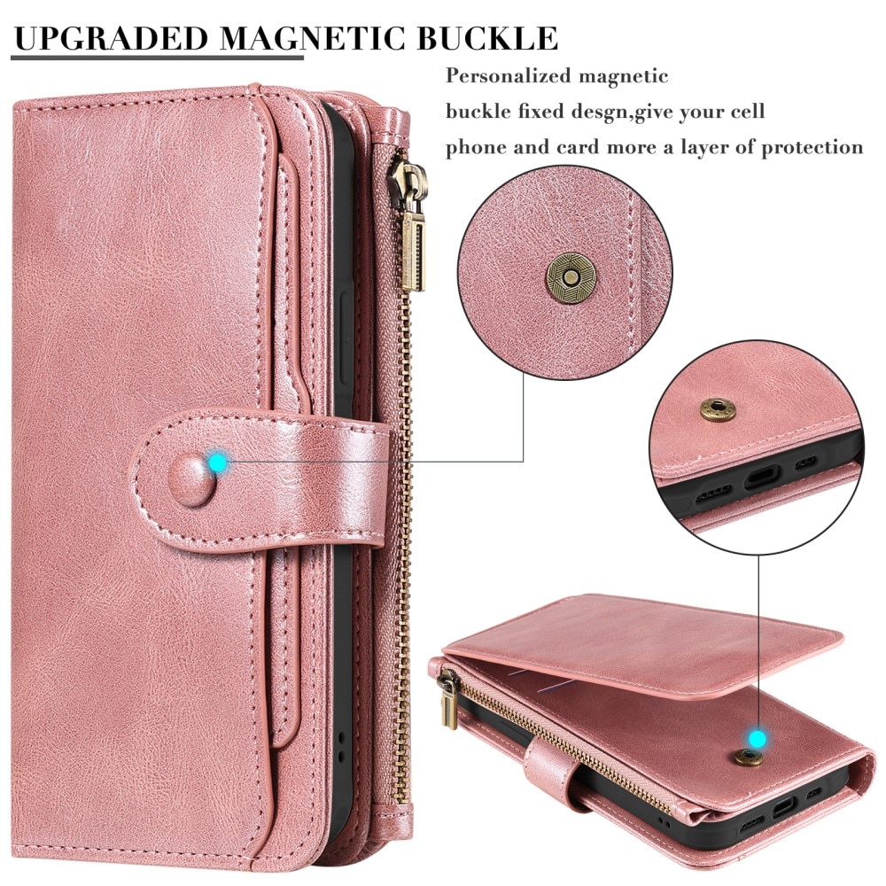 Magnet Leather Multi-Wallet iPhone 15 Pro Max rosa