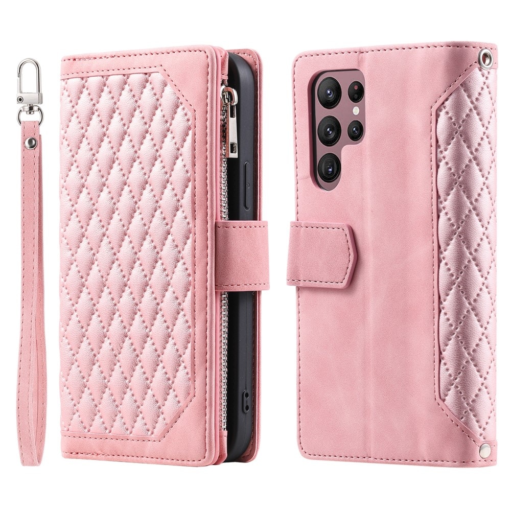 Plånboksväska Samsung Galaxy S24 Ultra Quilted Rosa