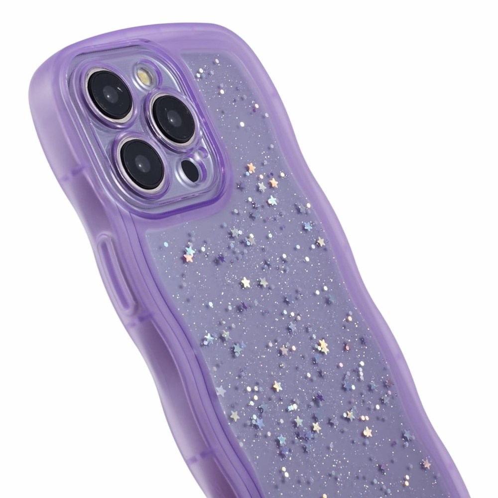 Wavy Edge Glitter Skal iPhone 15 Pro Max lila