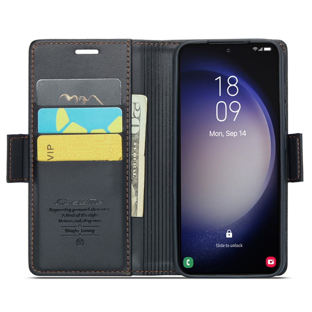 Slim Plånboksfodral RFID-skydd Samsung Galaxy S24 Plus Svart