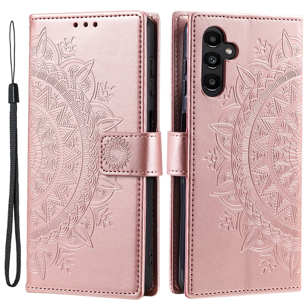 Läderfodral Mandala Samsung Galaxy A55 roséguld