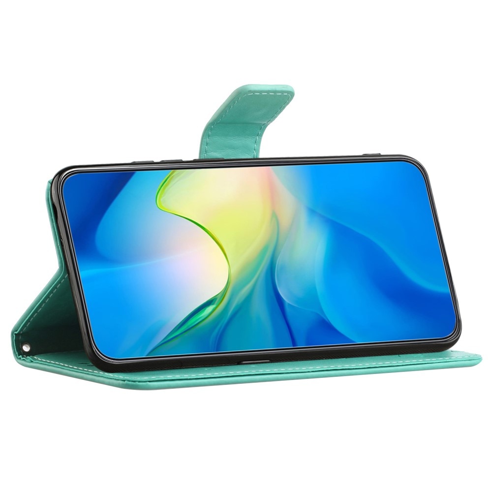 Läderfodral Fjärilar Samsung Galaxy A55 grön