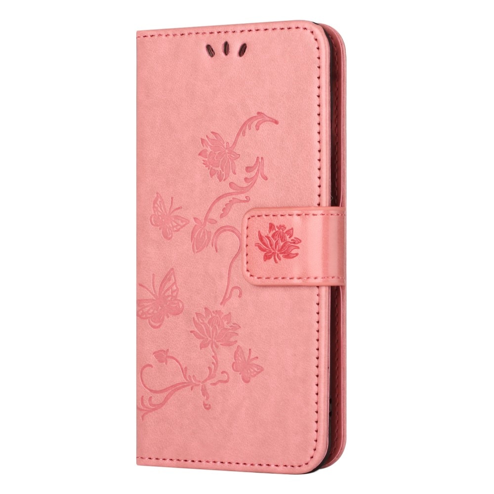 Läderfodral Fjärilar Samsung Galaxy A55 rosa