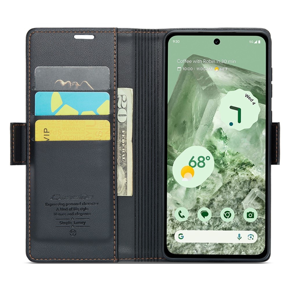 Slim Plånboksfodral RFID-skydd Google Pixel 8a Svart