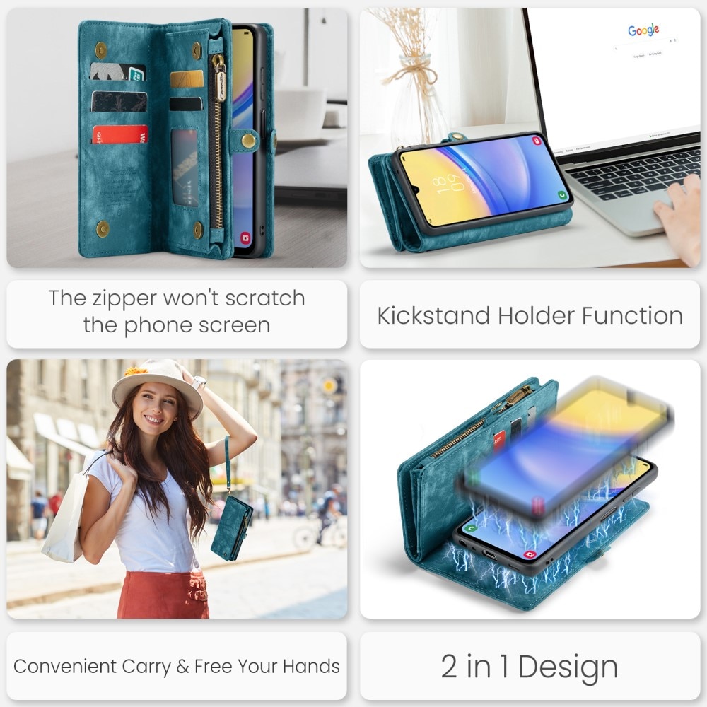 Multi-slot Plånboksfodral Samsung Galaxy A15 blå