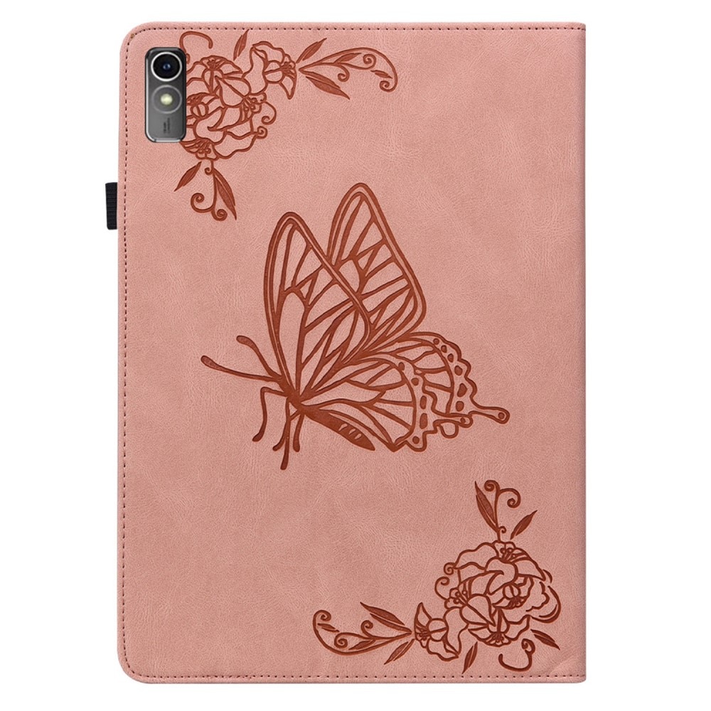 Läderfodral Fjärilar Lenovo Tab M10 5G rosa