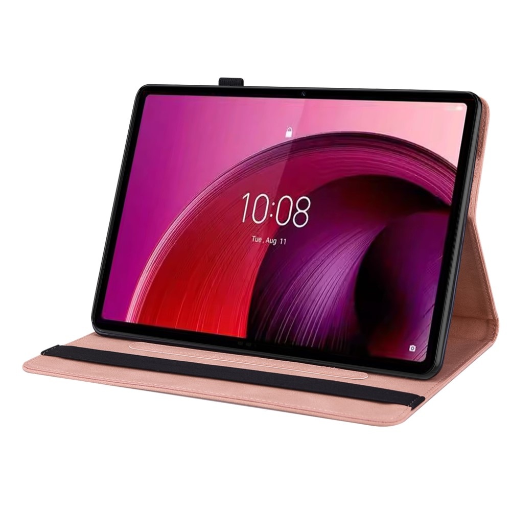 Läderfodral Fjärilar Lenovo Tab M10 5G rosa