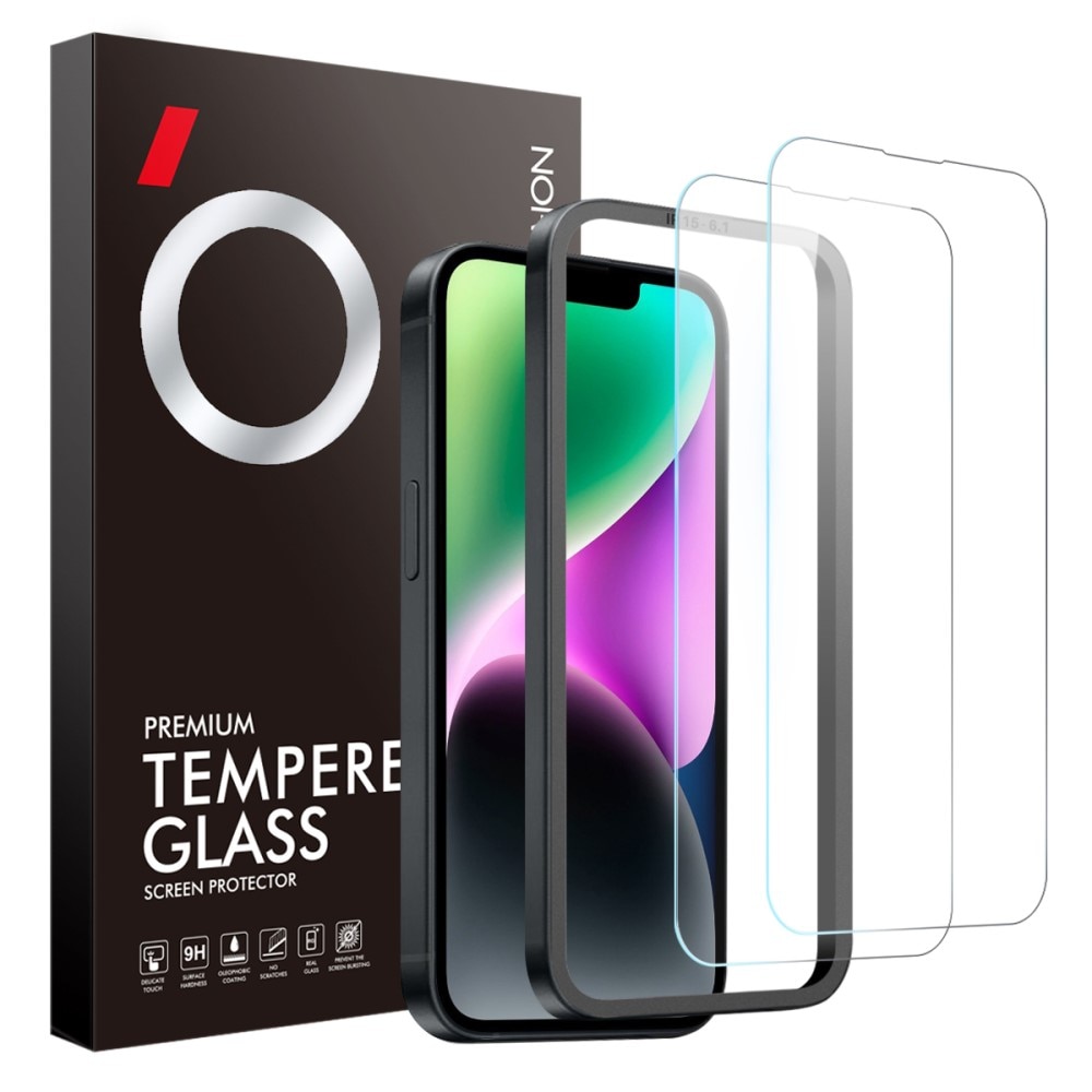 Skärmskydd Härdat Glas med Installationsram iPhone 14 (2-pack)