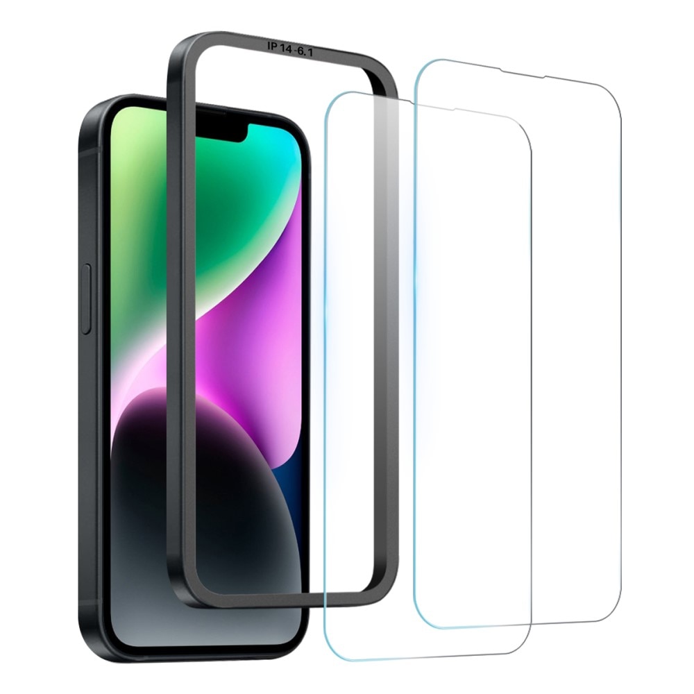 Skärmskydd Härdat Glas med Installationsram iPhone 14 (2-pack)