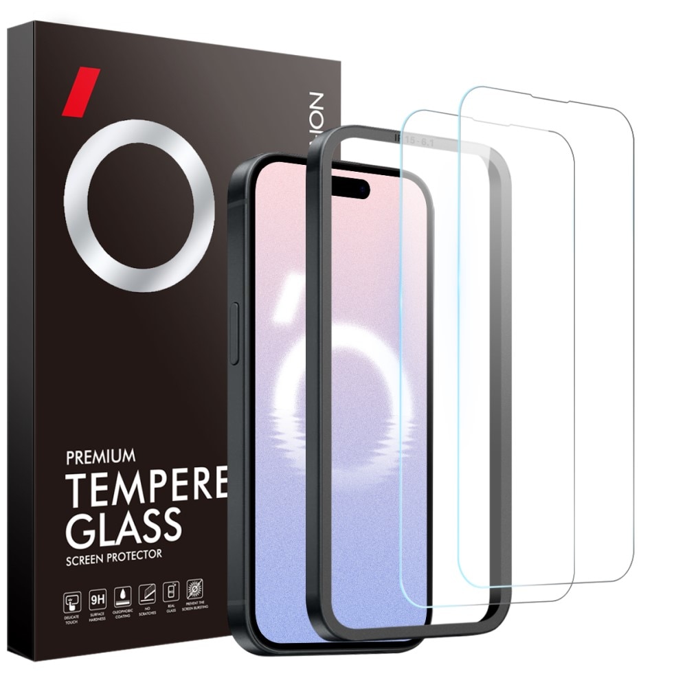 Skärmskydd Härdat Glas med Installationsram iPhone 16 (2-pack)