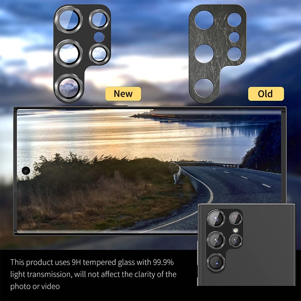 Kameraskydd Aluminium + Härdat Glas Samsung Galaxy S25 Ultra svart