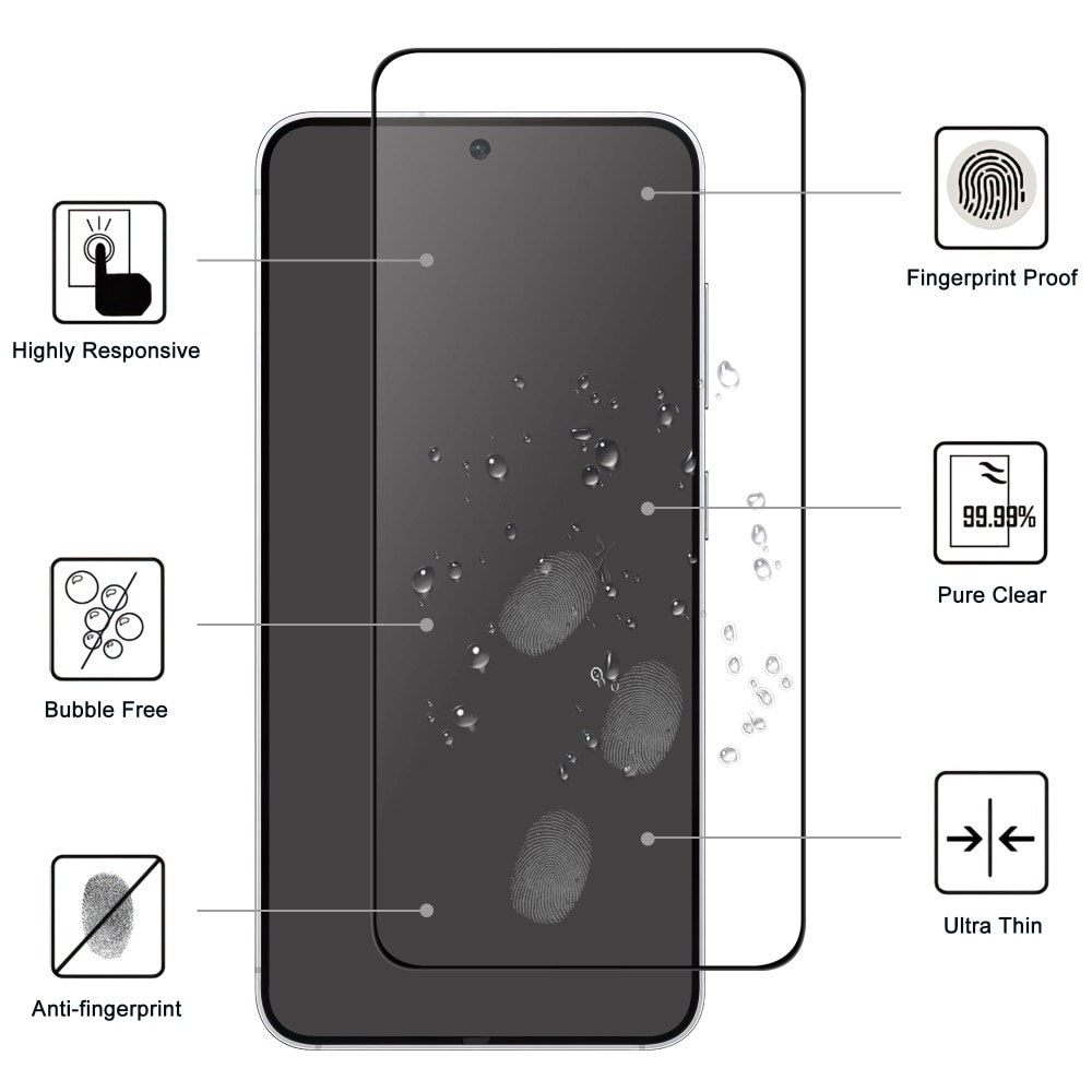 Heltäckande Härdat Glas Skärmskydd Samsung Galaxy S25 Edge svart