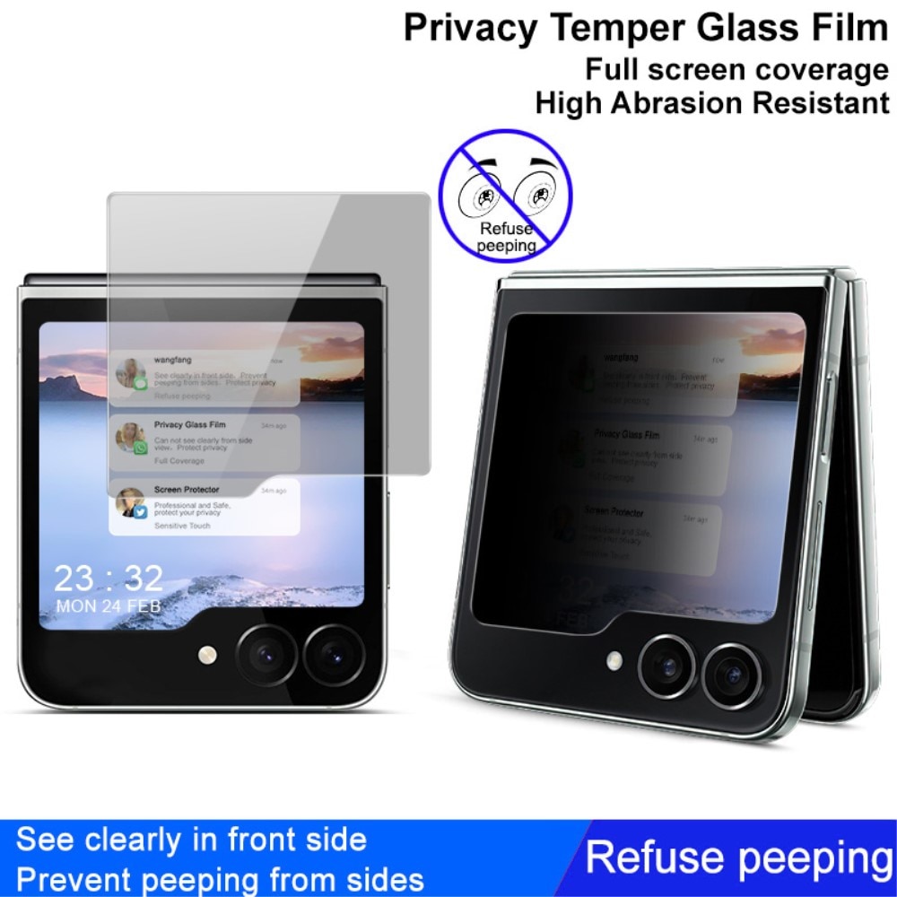 Privacy Härdat Glas Ytterskärmskydd Samsung Galaxy Z Flip 6