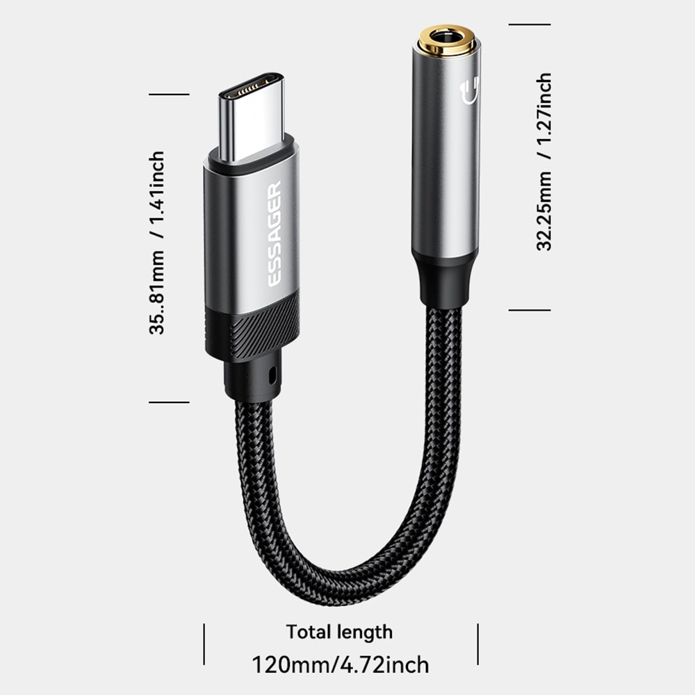 Hörlursadapter USB-C till 3.5mm DAC svart