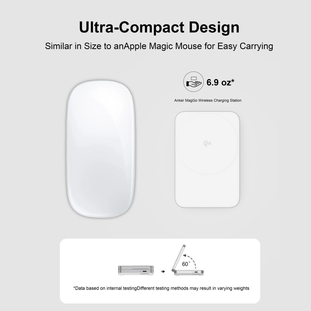 Compact 2-i-1 Qi2 Trådlös Magnetisk Fällbar Laddningsstation vit