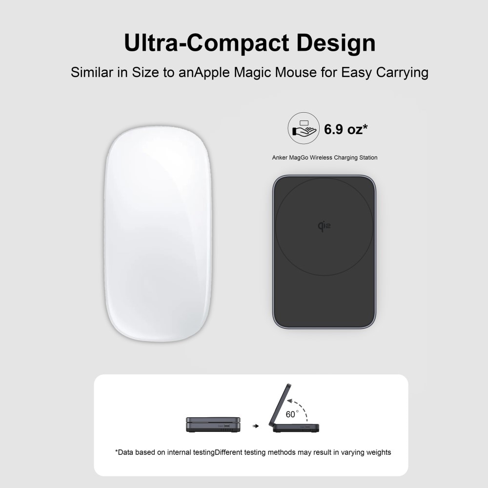 Compact 2-i-1 Qi2 Trådlös Magnetisk Fällbar Laddningsstation svart