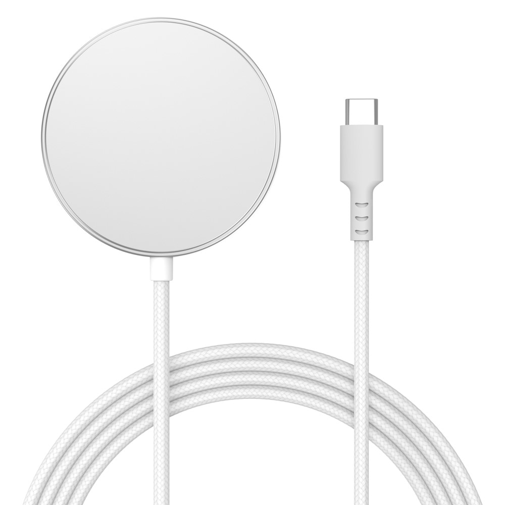 Apple iPhone 15 Qi2 15W Magnetisk Trådlös Laddningsplatta vit