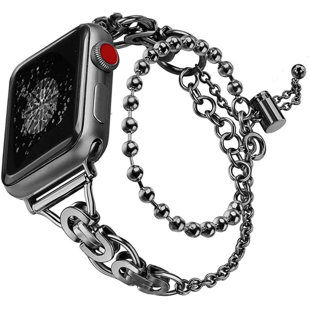 Apple Watch 45mm Series 9 Metallarmband med pärlor svart