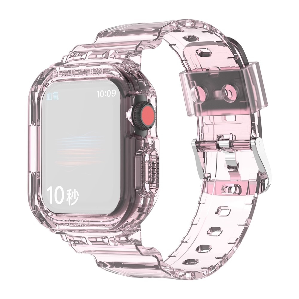 Apple Watch 45mm Series 7 Crystal Skal + Armband rosa